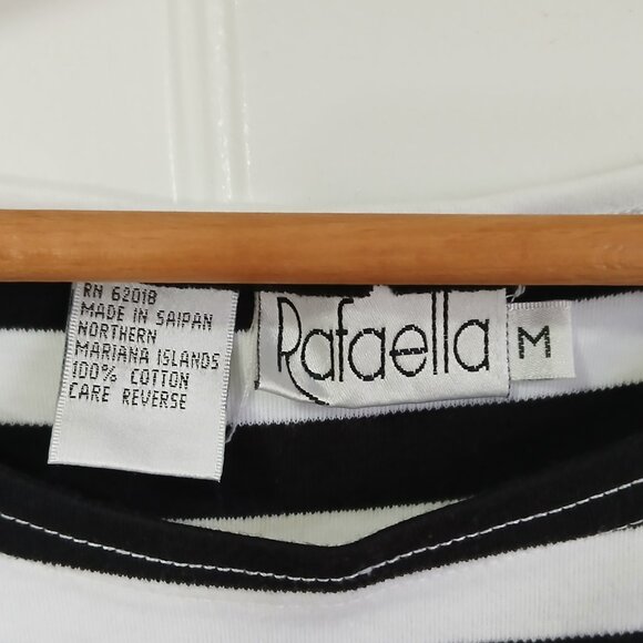 NWT Rafaella Black and White Striped Elbow Sleeve T Shirt Size Medium - Picture 3 of 9